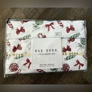 Rae Dunn Sweet Holiday White Twin Sheet Set